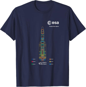 ESA European Space Agency 45 Jahre Ariane 1-6 Rocket , black T-Shirt - T-Shirt | Navy