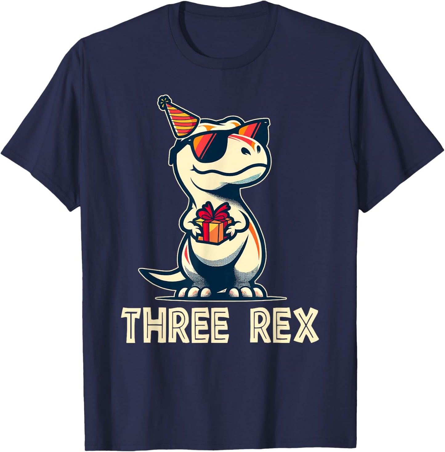 3 Rex Dinosaur 3rd Birthday Boy Girl Three Rex Birthday T-Shirt - T-Shirt | Navy