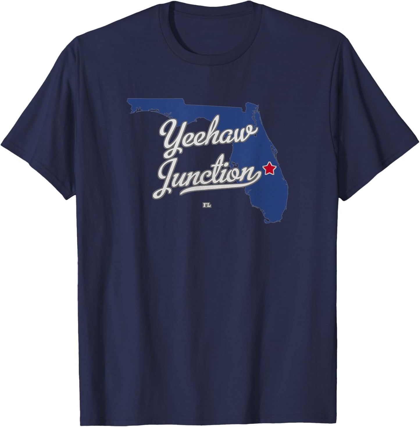 Yeehaw Junction Florida FL Map T-Shirt - T-Shirt | Navy