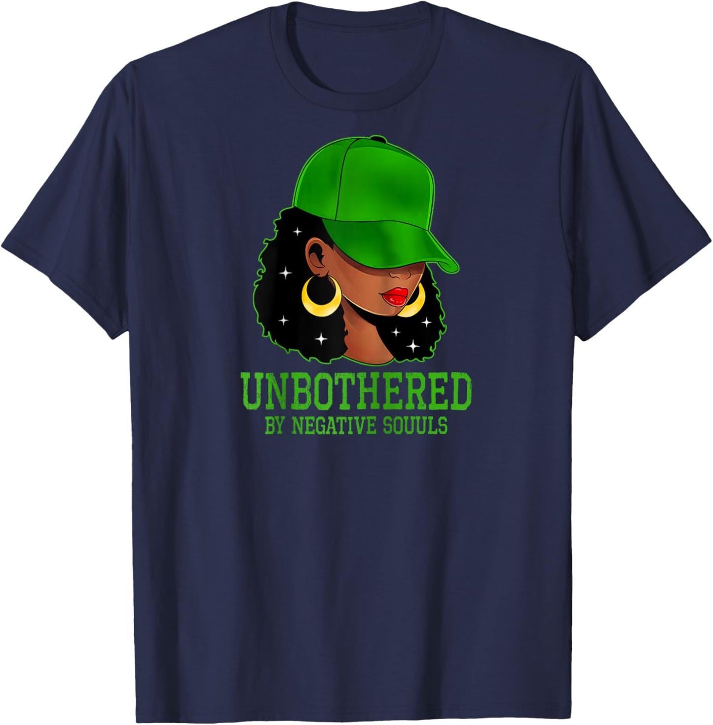 African American Afro Queen Cap Hat Black Woman Unbothered Raglan Baseball T-Shirt - T-Shirt | Navy