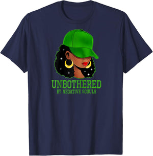 African American Afro Queen Cap Hat Black Woman Unbothered Raglan Baseball T-Shirt - T-Shirt | Navy