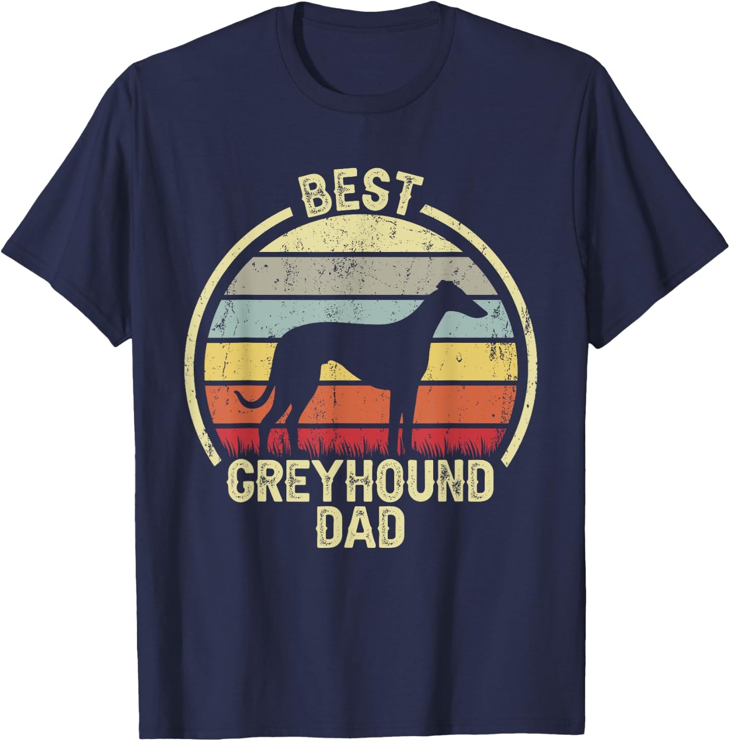 Best Dog Father Dad - Vintage Greyhound T-Shirt - T-Shirt | Navy