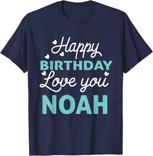 Noah Birthday Shirt Happy Birthday Noah Birthday Boy T-Shirt - T-Shirt | Navy