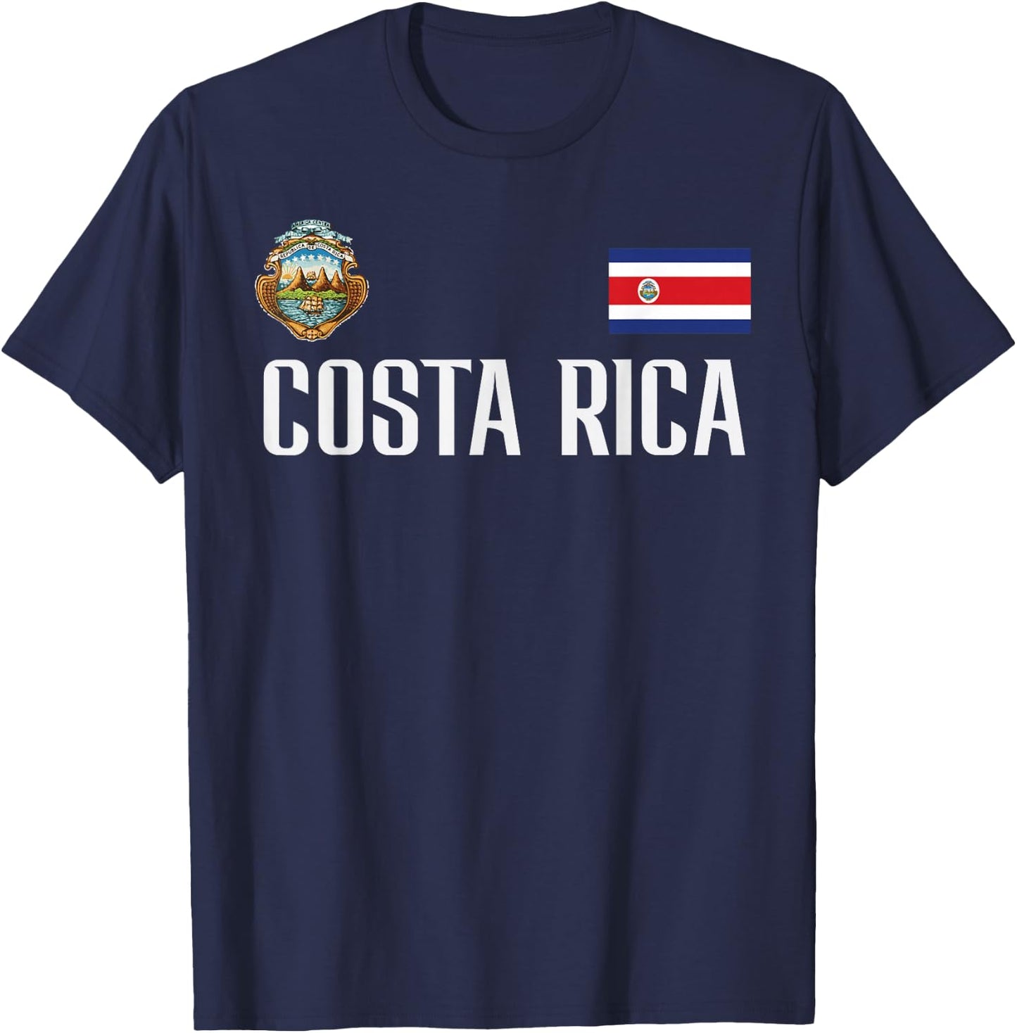 Costa Rica Flag Football Soccer Fan Men Women Kids T-Shirt - T-Shirt | Navy