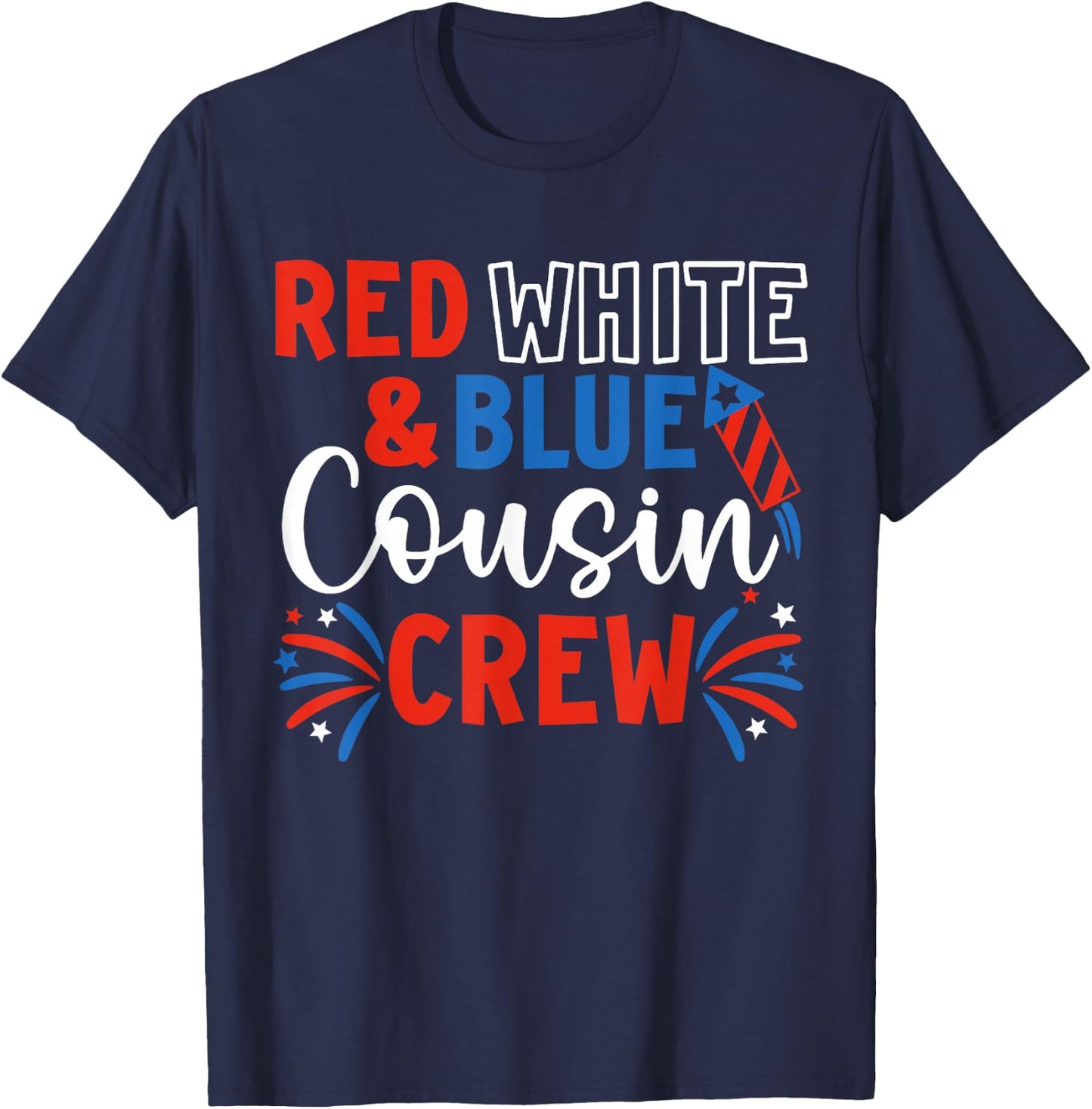Red White & Blue Patriotic Cousin Crew 4th of July Kids USA T-Shirt - T-Shirt | Navy