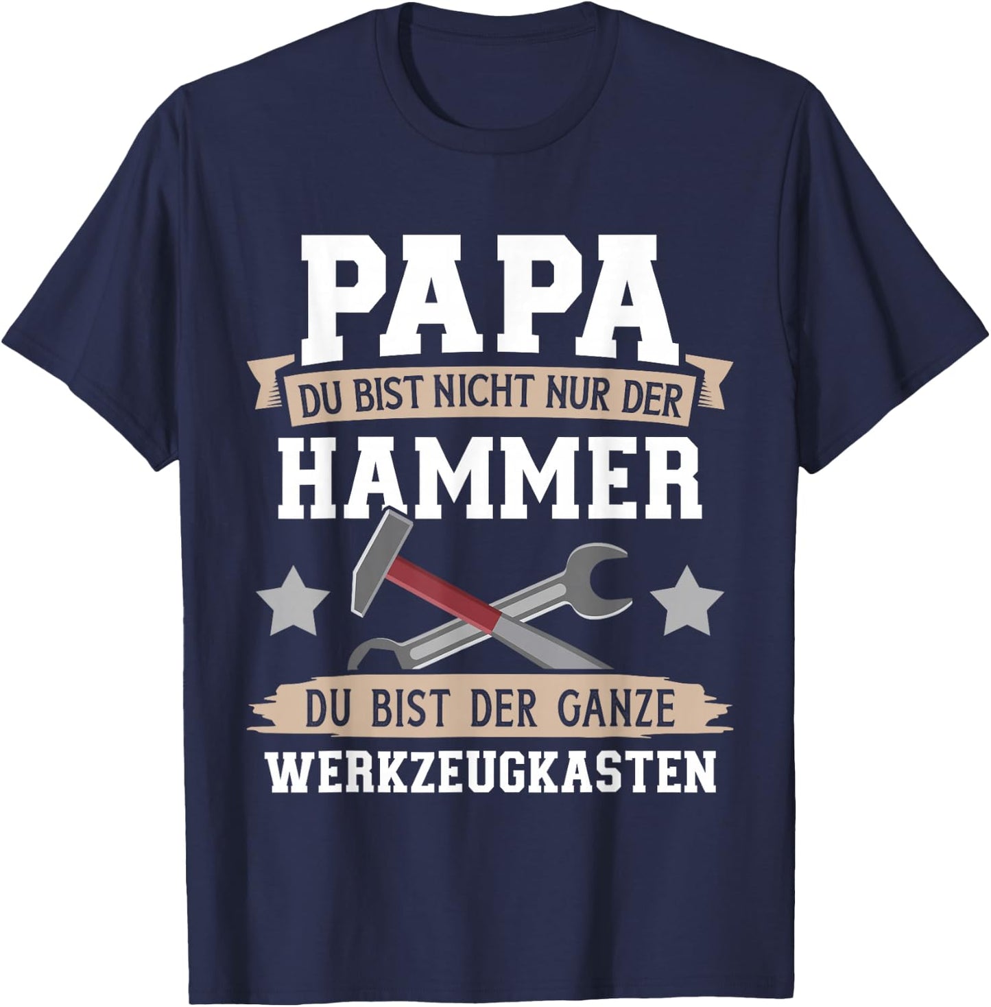 Papa Hammer Werkzeugkasten Handwerker Heimwerker Vatertag T-Shirt - T-Shirt | Navy