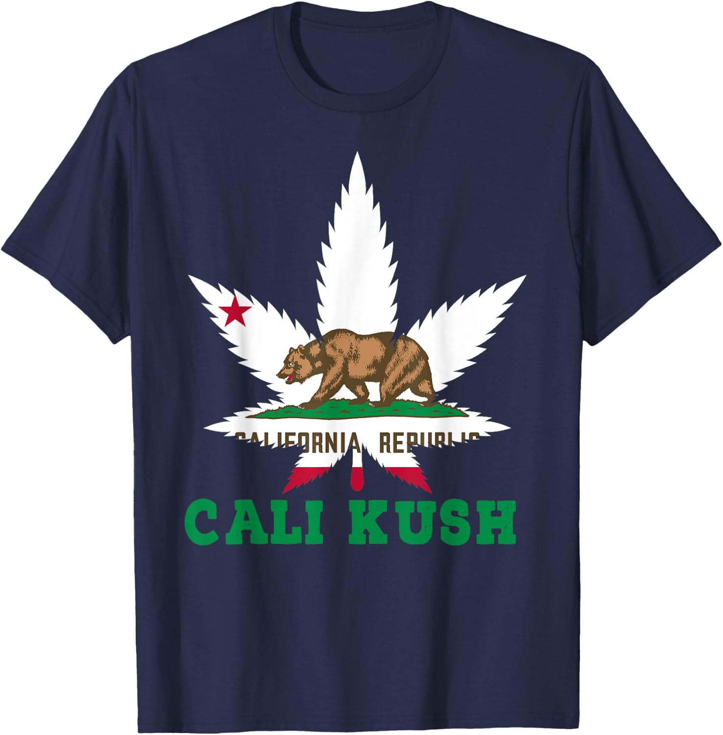 Cali Kush Shirt Cannabis California Weed THC 420 Pot T-Shirt - T-Shirt | Navy