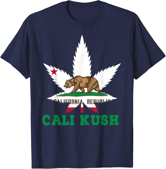 Cali Kush Shirt Cannabis California Weed THC 420 Pot T-Shirt - T-Shirt | Navy