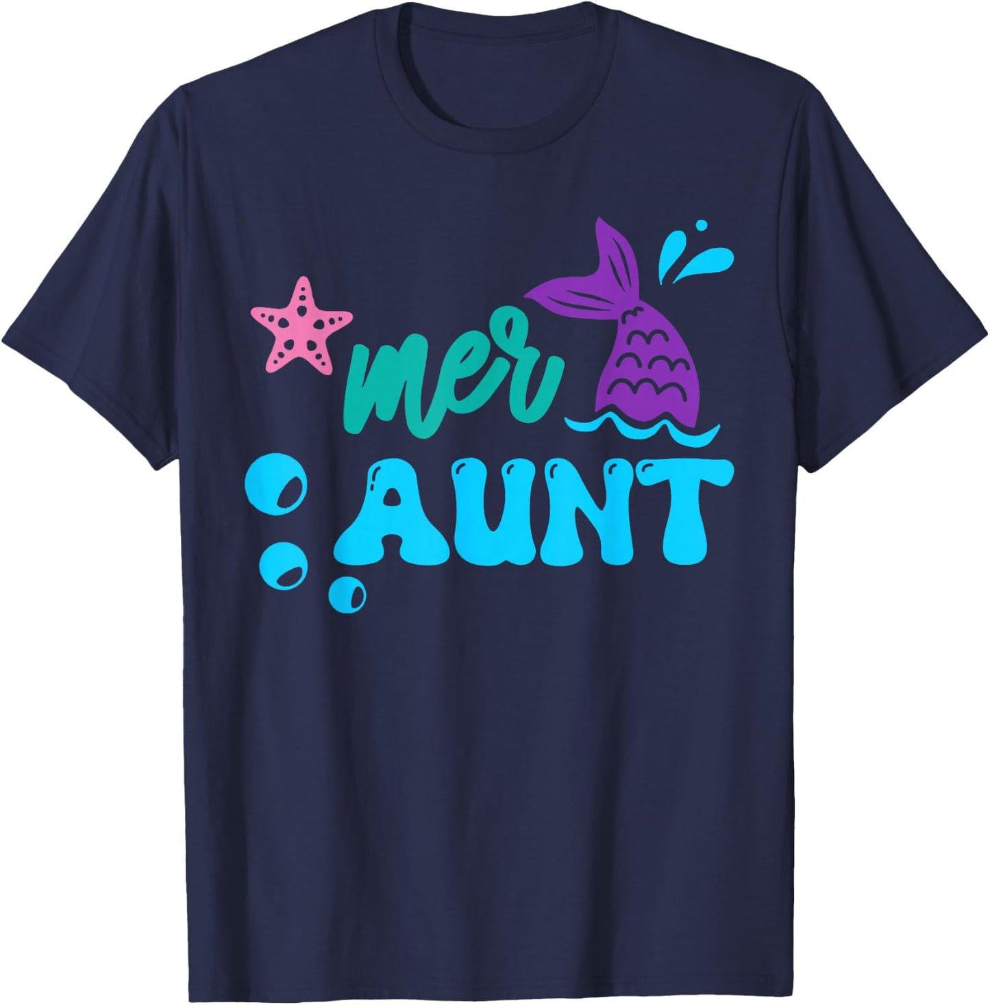 Mer Aunt Mermaid Shirt Matching Family Gifts T-Shirt - T-Shirt | Navy