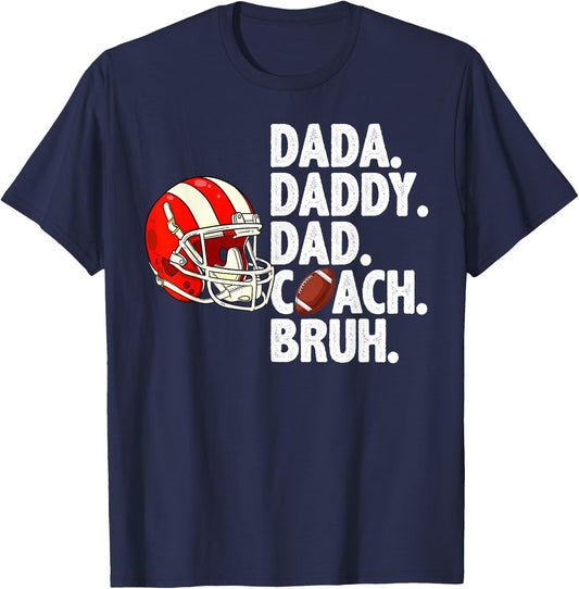 Retro Dada Daddy Dad Coach Bruh Football Dad Fathers Day Men T-Shirt - T-Shirt | Navy