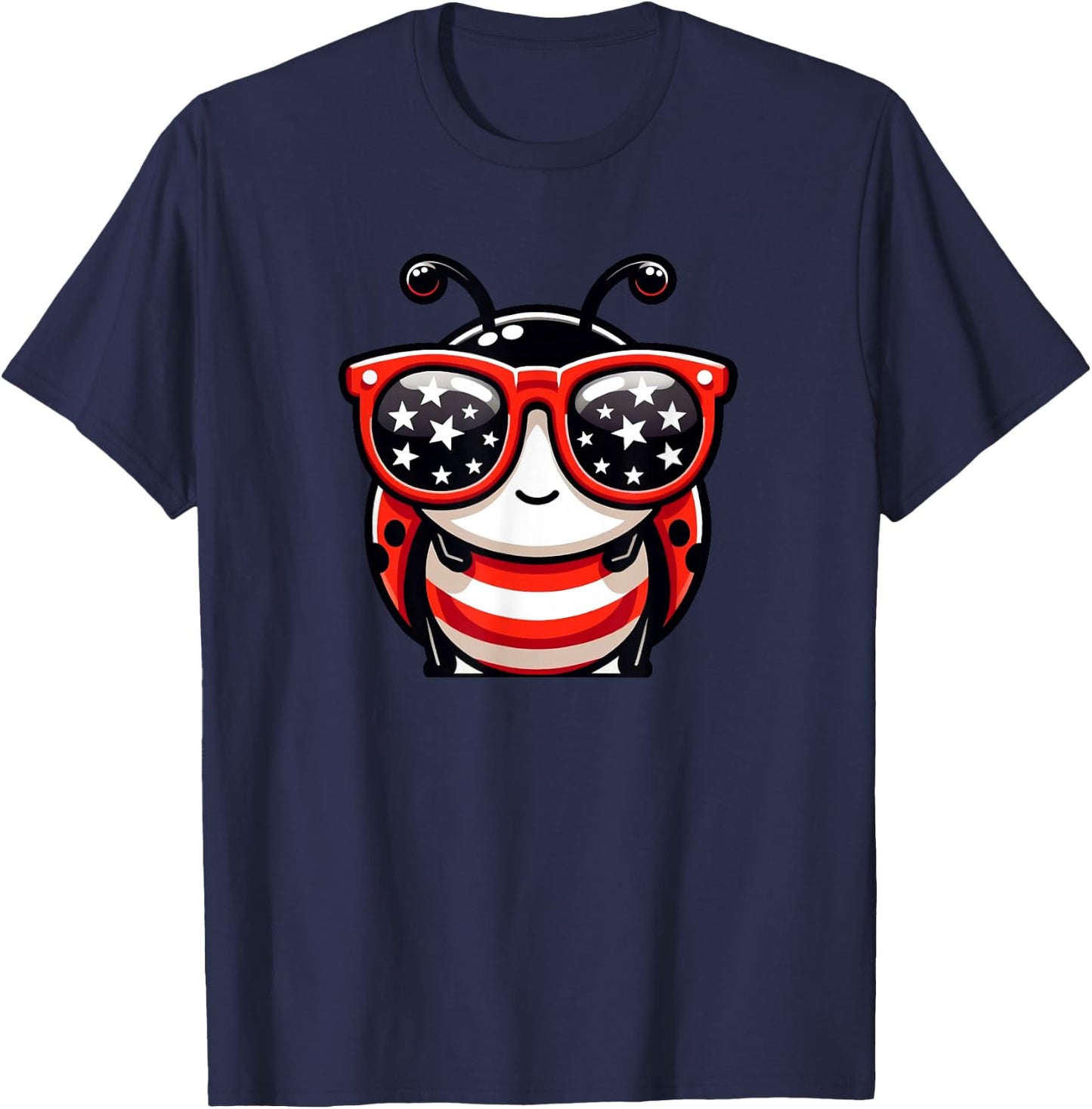 Ladybug 4th of July US Flag Patriotic T-Shirt - T-Shirt | Navy