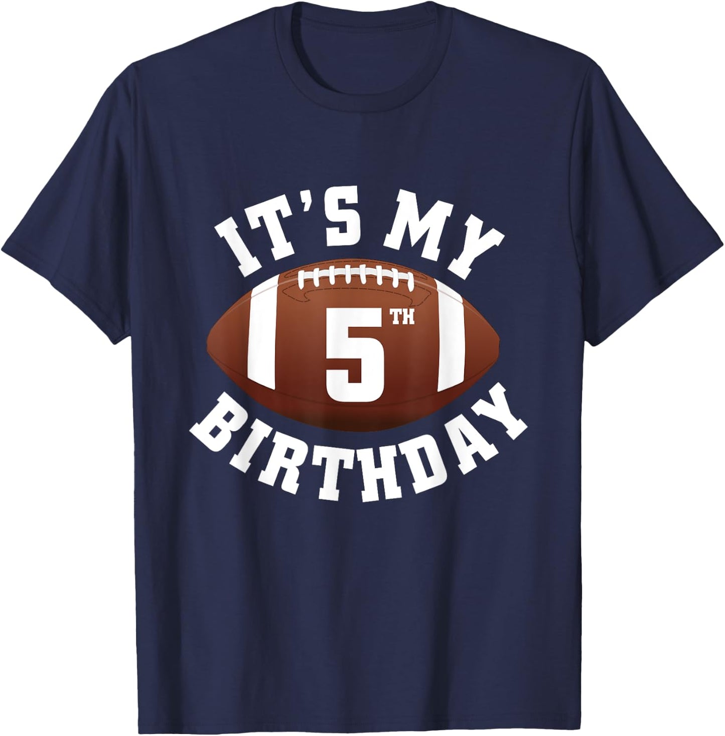 It's My 5th Birthday Boy 5 Year Old Football Player Kids T-Shirt - T-Shirt | Navy