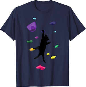 Funny Cat Climber Rock Climbing Gift Women And Kids T-Shirt - T-Shirt | Navy
