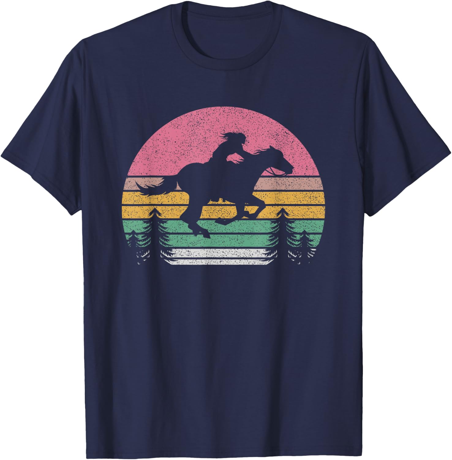 Outta Sight! Vintage Retro Girl Horse Riding Cowgirl Texas Ranch T-Shirt - T-Shirt | Navy