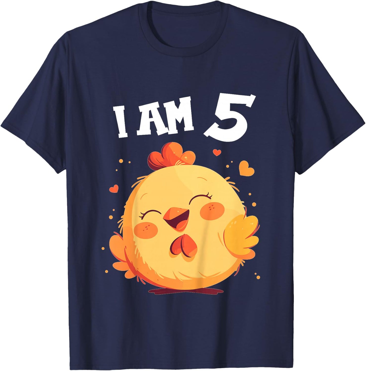 Kids 5 Years old 5 birthday Chickens Boy Girl Chicken T-Shirt - T-Shirt | Navy
