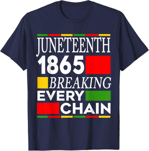 Juneteenth Breaking Every Chain Freedom Since 1865 Women Men T-Shirt - T-Shirt | Navy