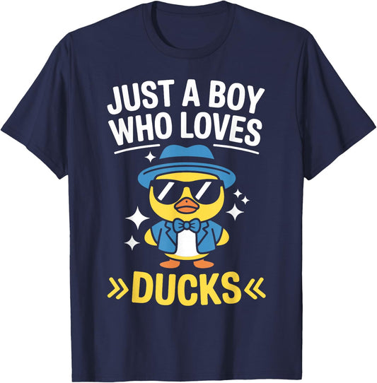 Just A Boy Who Loves Ducks Rubber Duck Style T-Shirt - T-Shirt | Navy