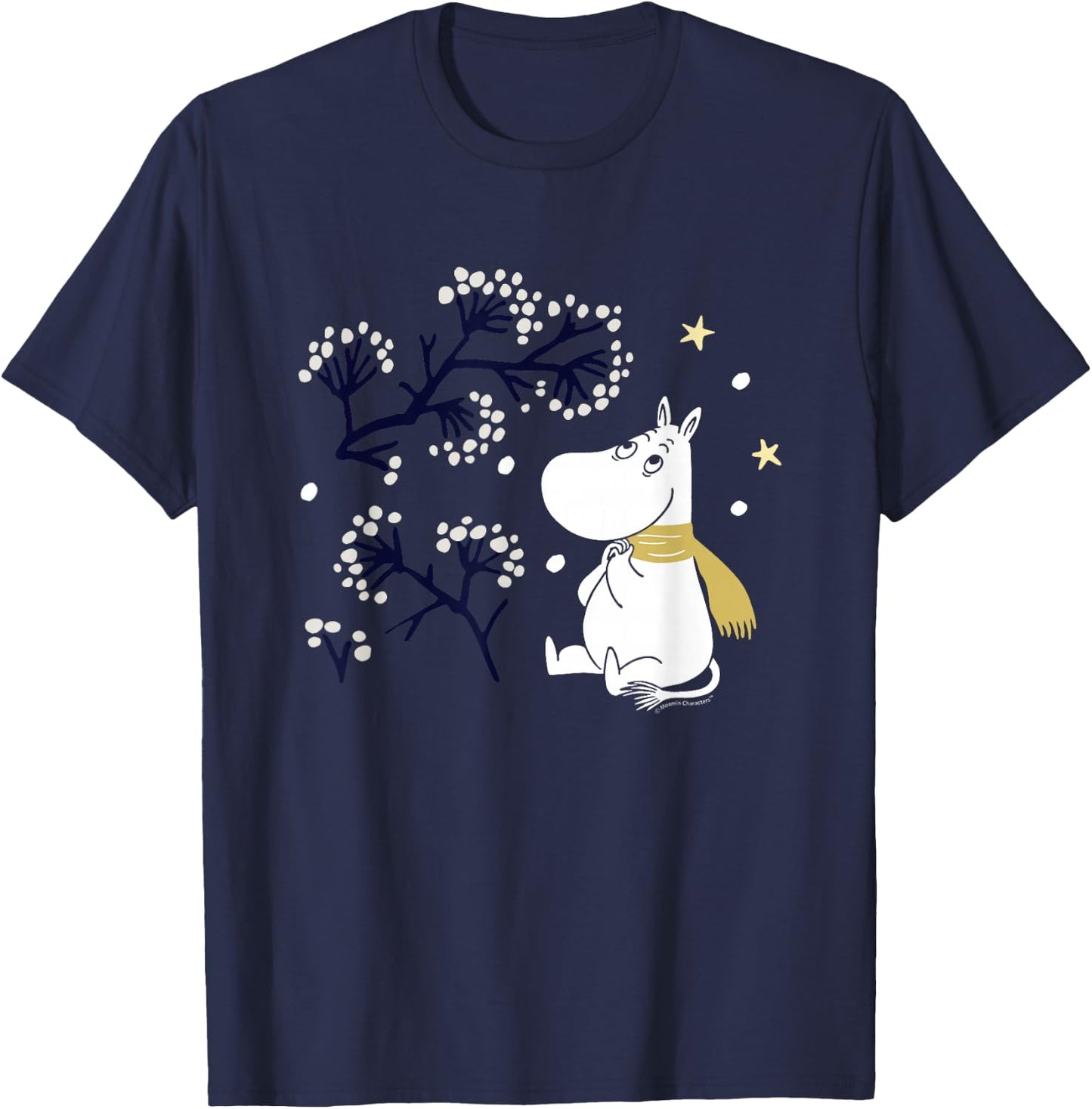 Moomin Moomintroll Winter Watching the Snow , blue T-Shirt - T-Shirt | Navy