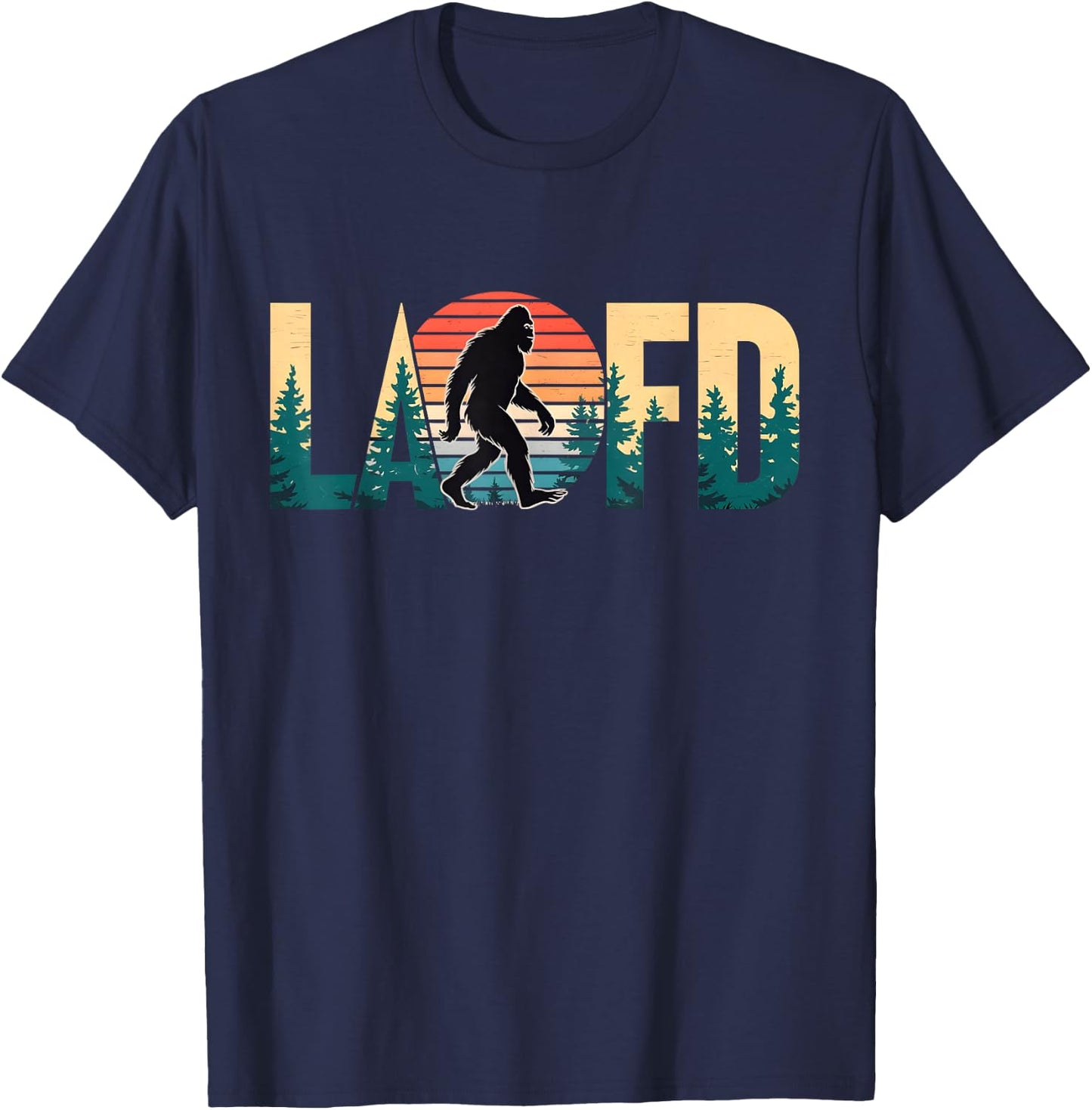 LAFD Strong Big Foot Vintage Forest Scene Retro California T-Shirt - T-Shirt | Navy