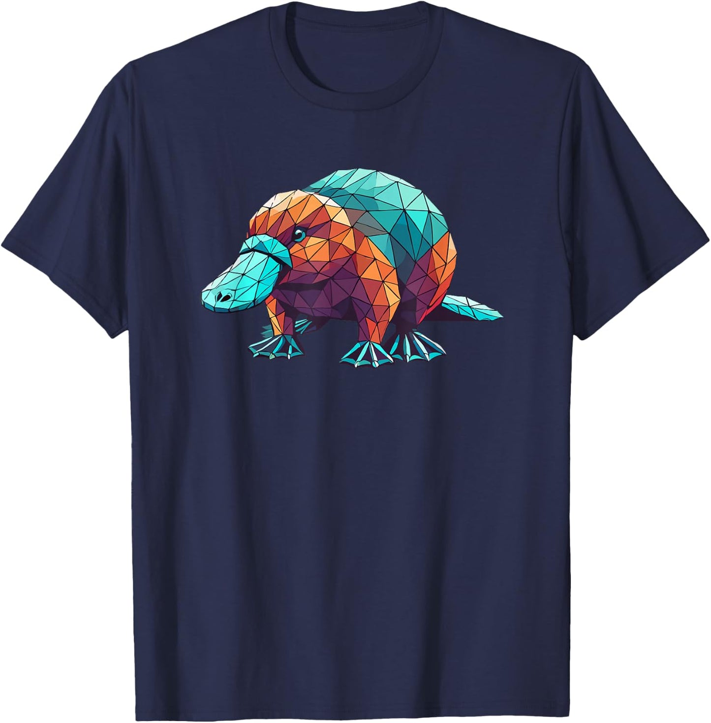 Geometric Art Platypus Platypuses Duckbill T-Shirt - T-Shirt | Navy