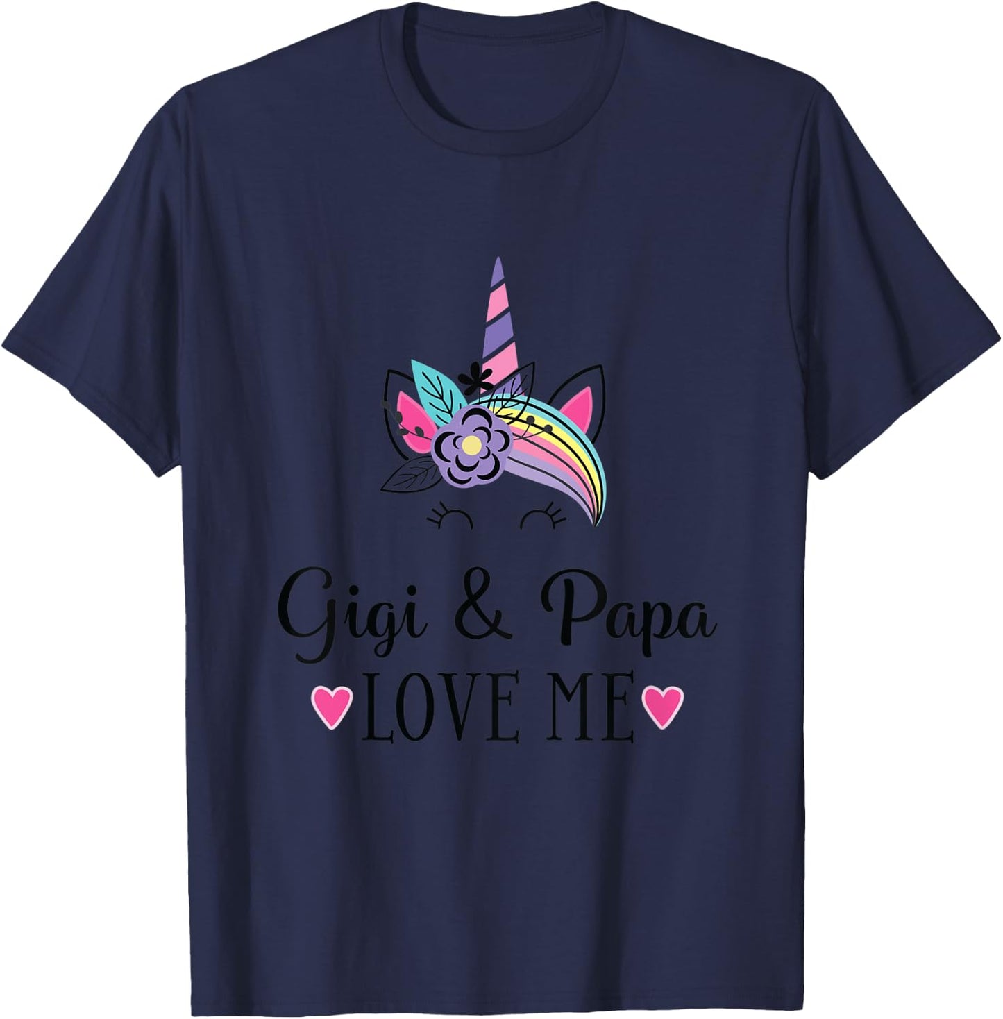 Kids Gigi and Papa Love Me Unicorn T-Shirt - T-Shirt | Navy