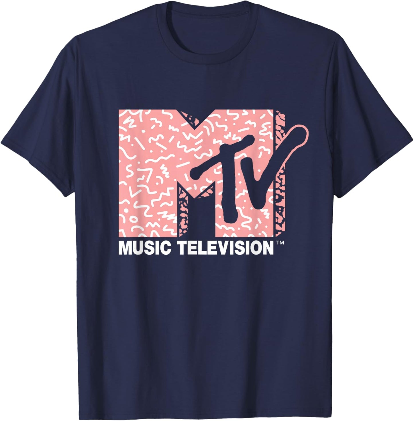 MTV - Memphis Style Pattern Fill T-Shirt - T-Shirt | Navy