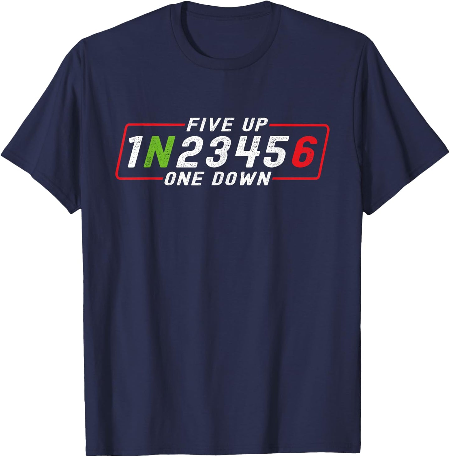 Five Up One Down Motorrad Schaltschema Biker Spruch T-Shirt - T-Shirt | Navy