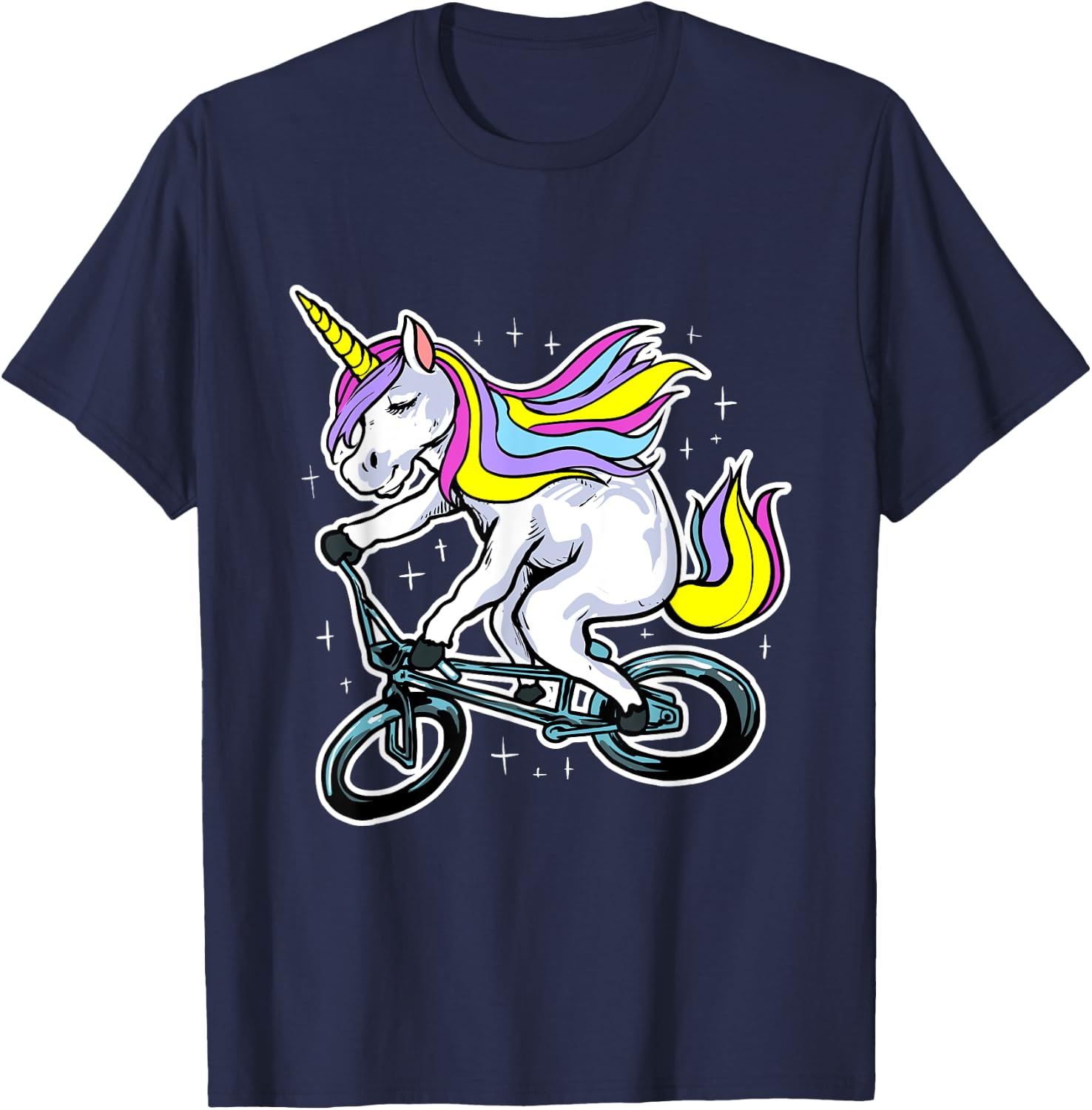 Funny Magic BMX Bike Bicycle Rider Unicorn Costume T-Shirt - T-Shirt | Navy