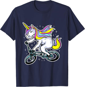 Funny Magic BMX Bike Bicycle Rider Unicorn Costume T-Shirt - T-Shirt | Navy