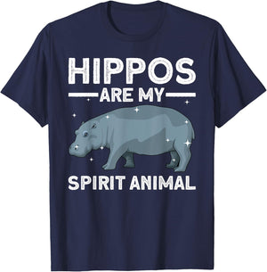 Funny Hippopotamus Design Women Animal Hippo Lover T-Shirt - T-Shirt | Navy