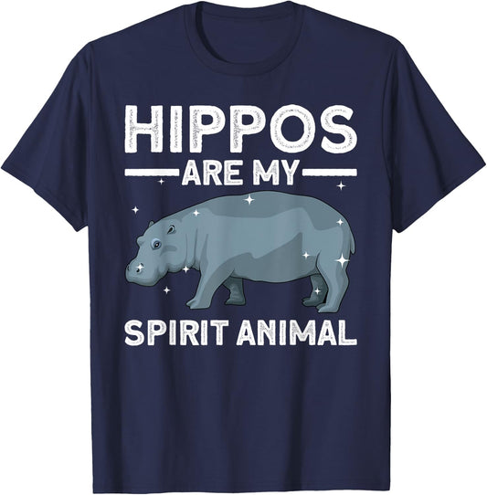 Funny Hippopotamus Design Women Animal Hippo Lover T-Shirt - T-Shirt | Navy