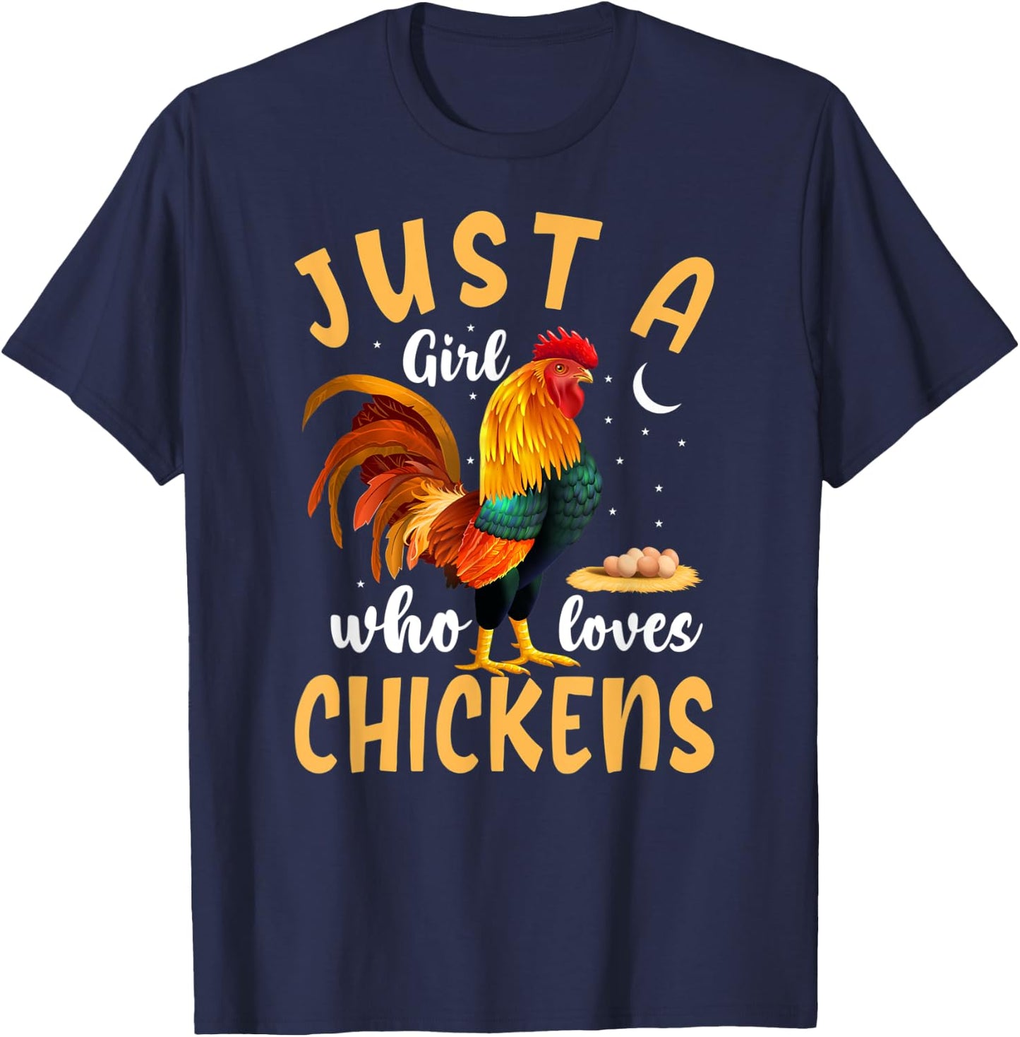 Just a Girl Who Loves Chickens, Cute Chicken Farm T-Shirt - T-Shirt | Navy