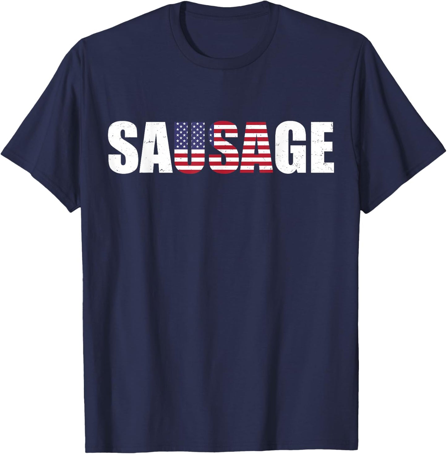 USA American Sausage Funny T-Shirt - T-Shirt | Navy