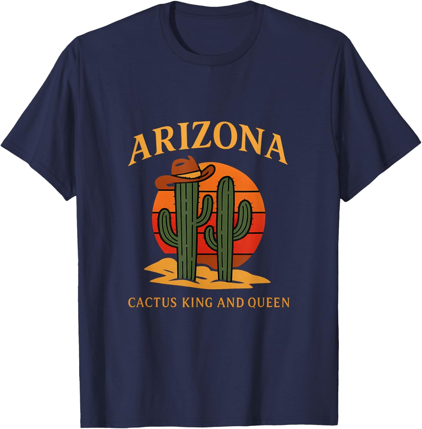 Graphic Arizona Cactus King & Queen Desert Pride T-Shirt - T-Shirt | Navy