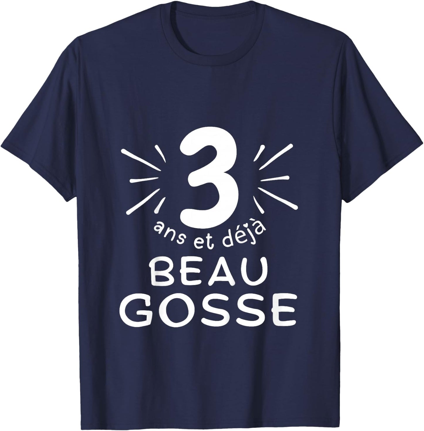 Child 3 years old and already handsome kid. phrase humor for gift boy , Black, 2 T-Shirt - T-Shirt | Navy
