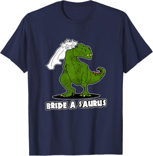 Bride A Saurus - Funny T-Rex / Dinosaur Wedding Gift T-Shirt - T-Shirt | Navy