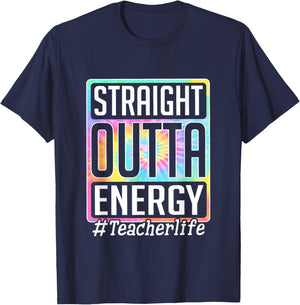 Straight Outta Energy Teacher Life Tie Dye Women T-Shirt - T-Shirt | Navy