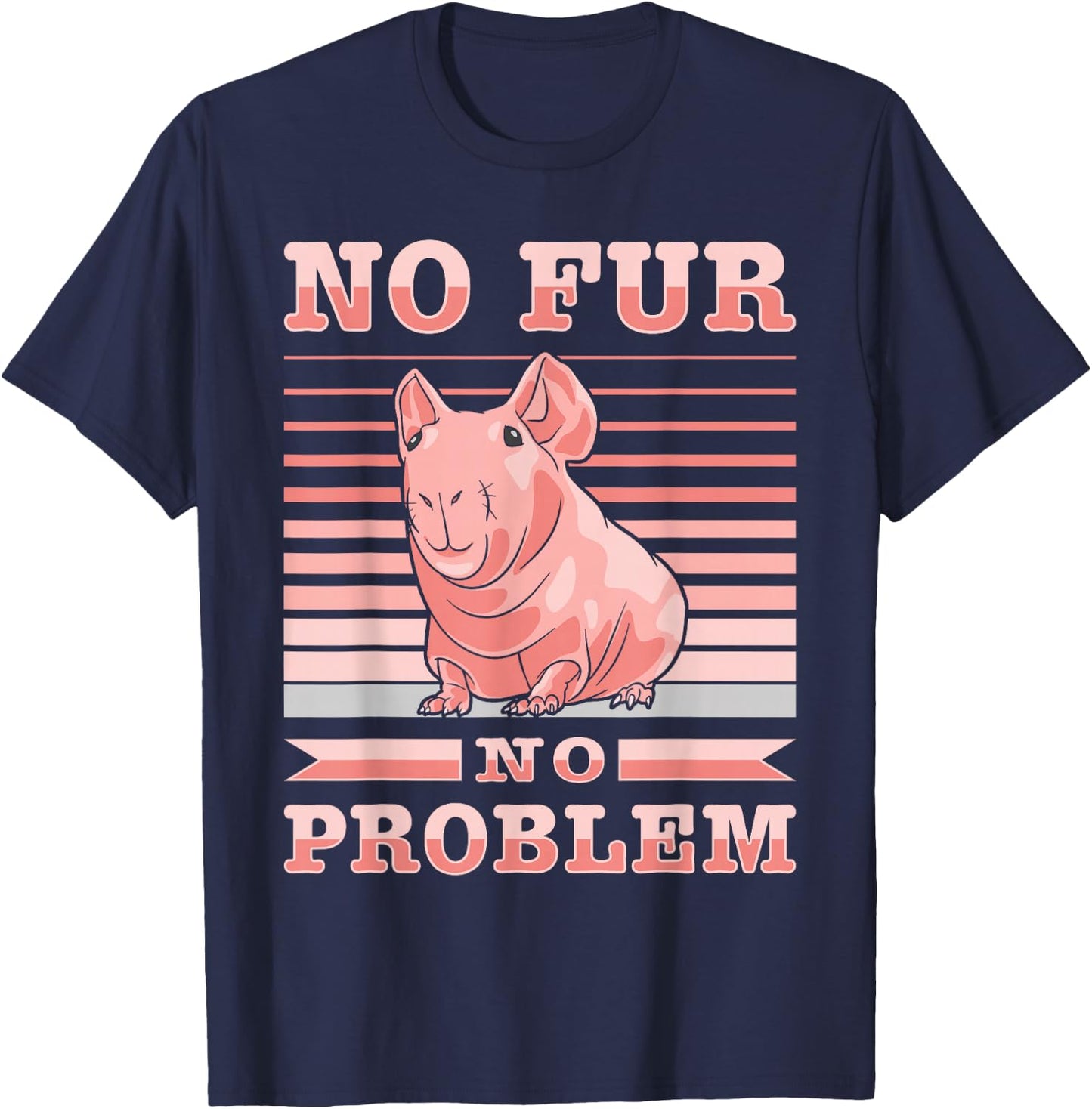 Hairless Guinea Pig Skinny Pig Owner Cavy Rodent Pet T-Shirt - T-Shirt | Navy