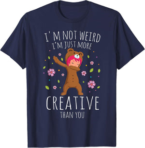 I'm Not Weird I'm Creative Anime Dabbing Girl Otaku Kawaii T-Shirt - T-Shirt | Navy