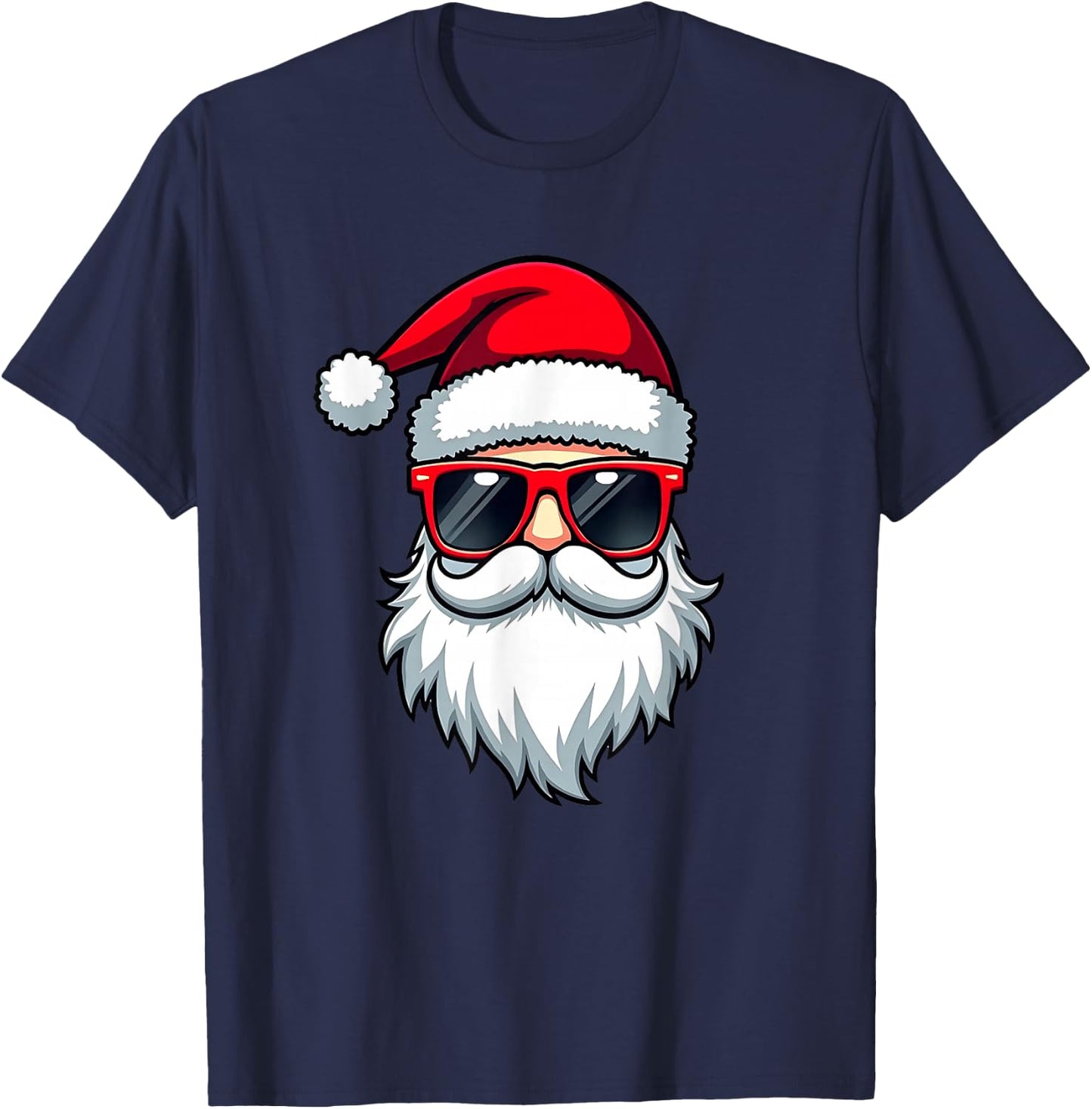 Cool Santa in Sunglasses Christmas Modern Holiday Art , Black, S T-Shirt - T-Shirt | Navy
