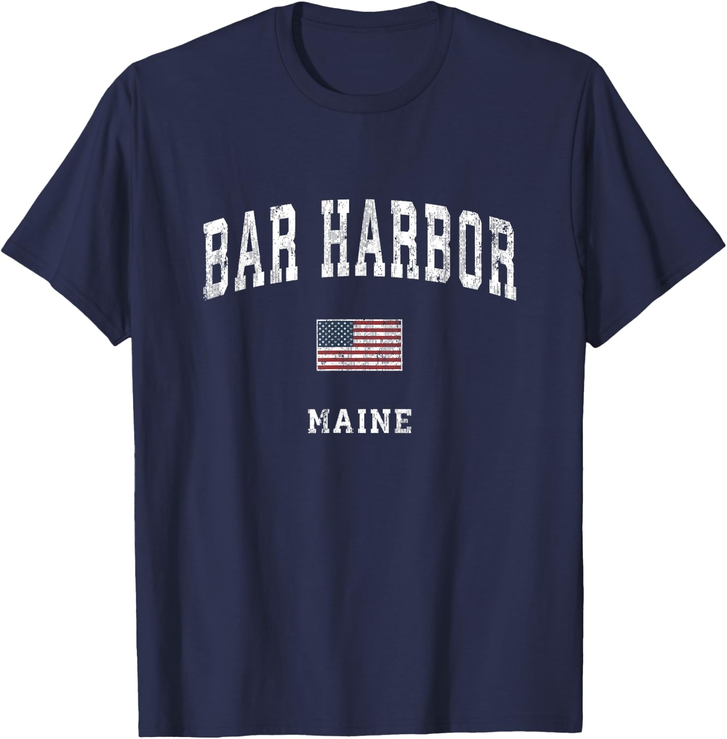 Bar Harbor Maine ME Vintage American Flag Sports Design T-Shirt - T-Shirt | Navy
