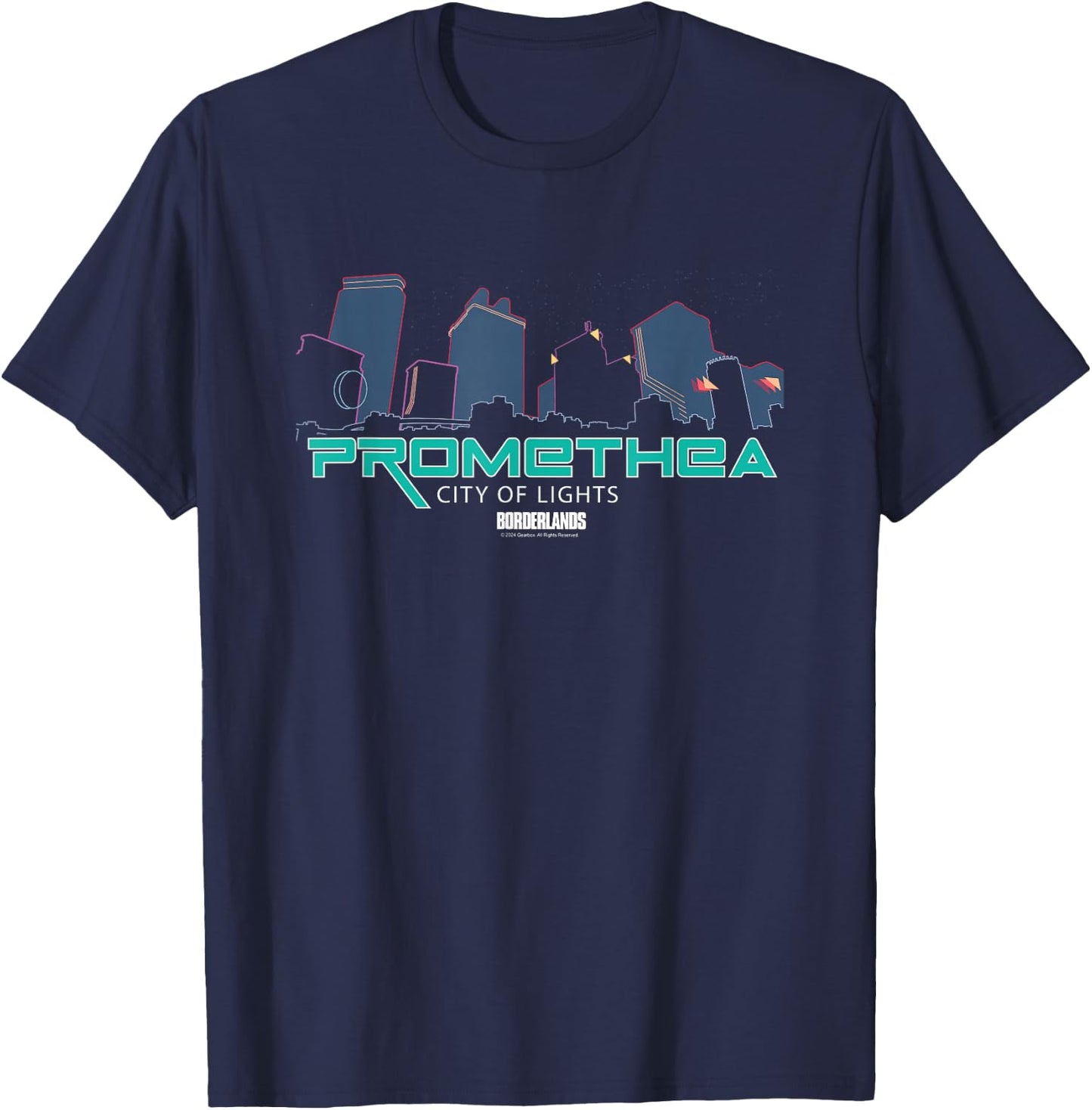 Borderlands Promethea City Lights Gaming T-Shirt - T-Shirt | Navy