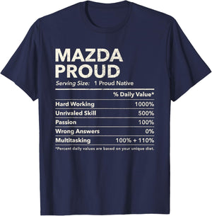 Mazda, North Dakota Proud Nutrition Facts T-Shirt - T-Shirt | Navy