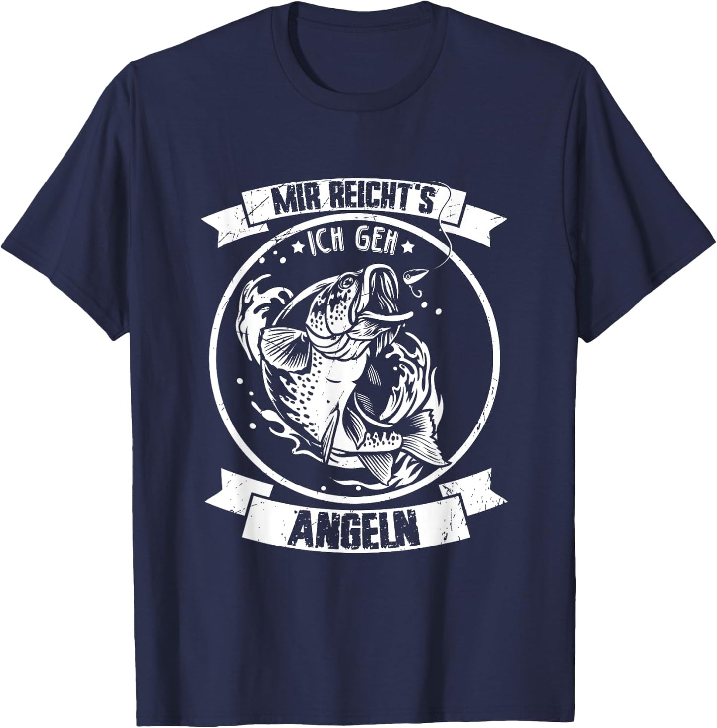 Mir reichts ich geh Angeln Fischen Fischer Angler - Mir reichts ich geh Angeln Shirts & co. - Herren - Schwarz - S - Kurzarm - Klassische Passform - 100% Polyester - Fishing T-Shirt - T-Shirt | Navy