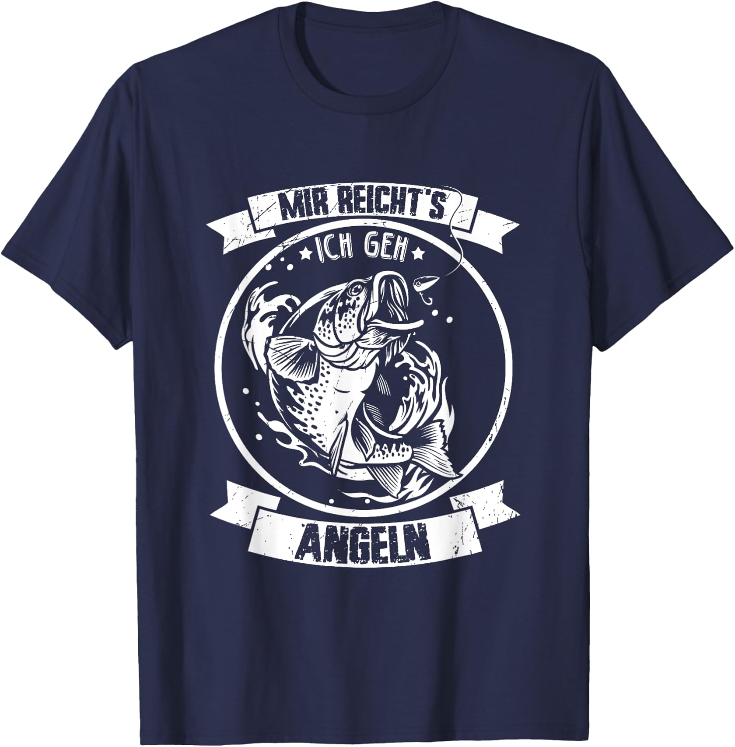 Mir reichts ich geh Angeln Fischen Fischer Angler - Mir reichts ich geh Angeln Shirts & co. - Herren - Schwarz - S - Kurzarm - Klassische Passform - 100% Polyester - Fishing T-Shirt - T-Shirt | Navy
