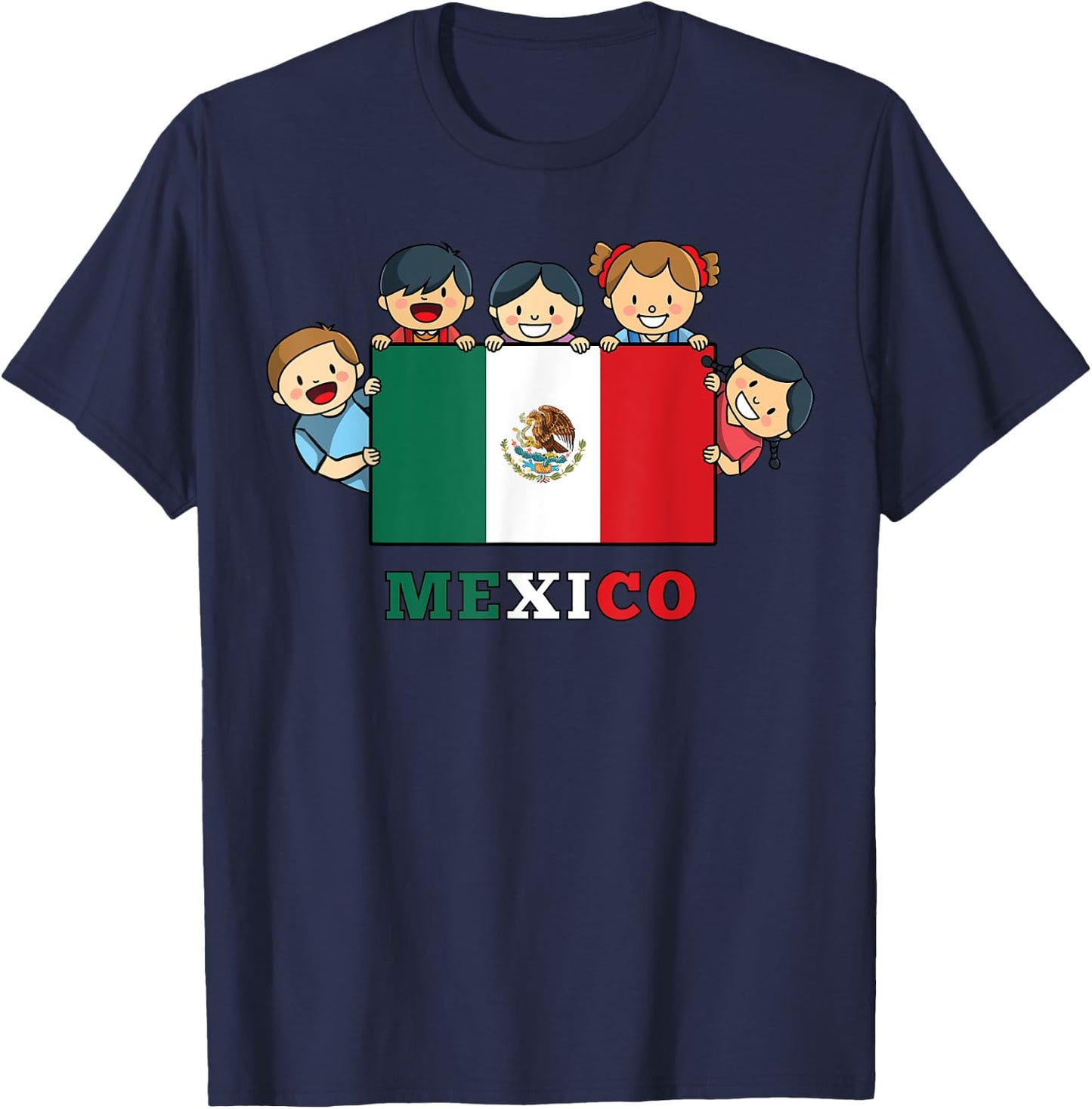 Kids Mexico Flag Hispanic Heritage Month Mexican T-Shirt - T-Shirt | Navy