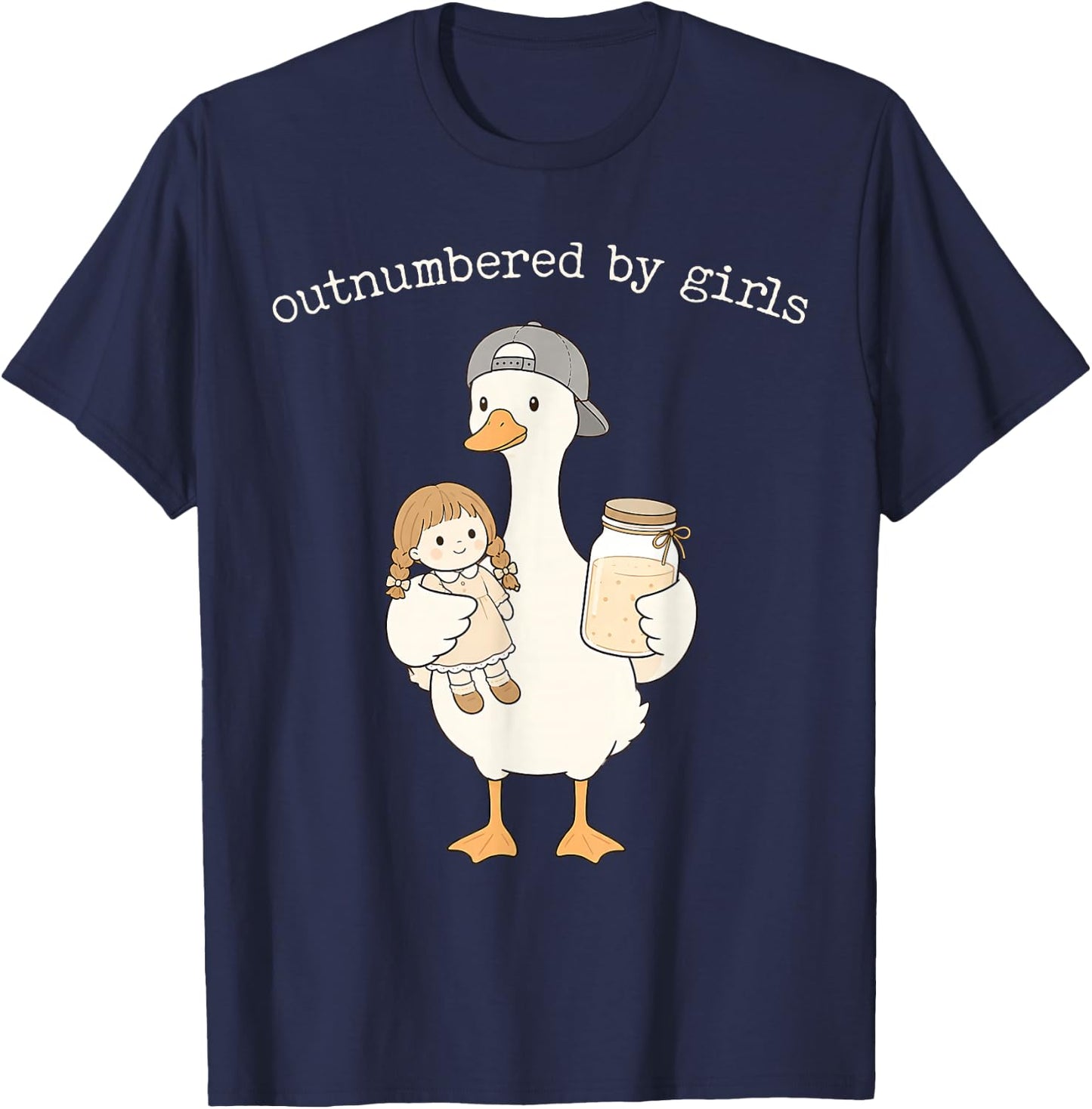 Outnumbered By Girls Funny Dad of Daughters Father's Day T-Shirt - T-Shirt | Navy