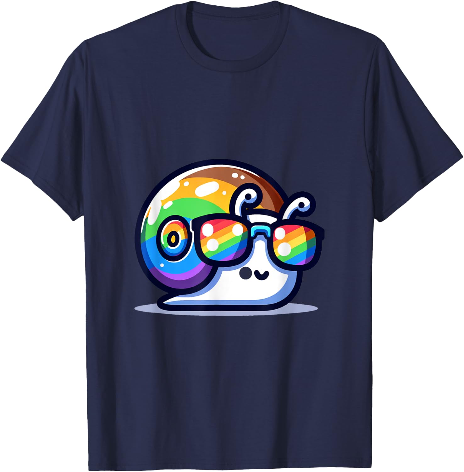 Awesome Rainbow Sunglasses Cute Snail T-Shirt - T-Shirt | Navy