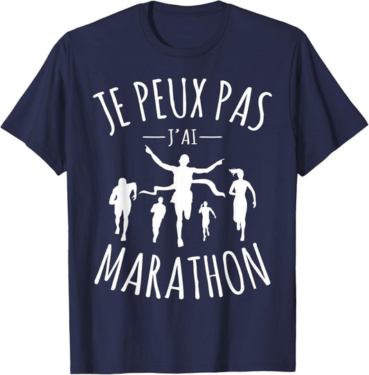 Je Peux Pas Je ai marathon Running Marathon Runner T-Shirt - T-Shirt | Navy