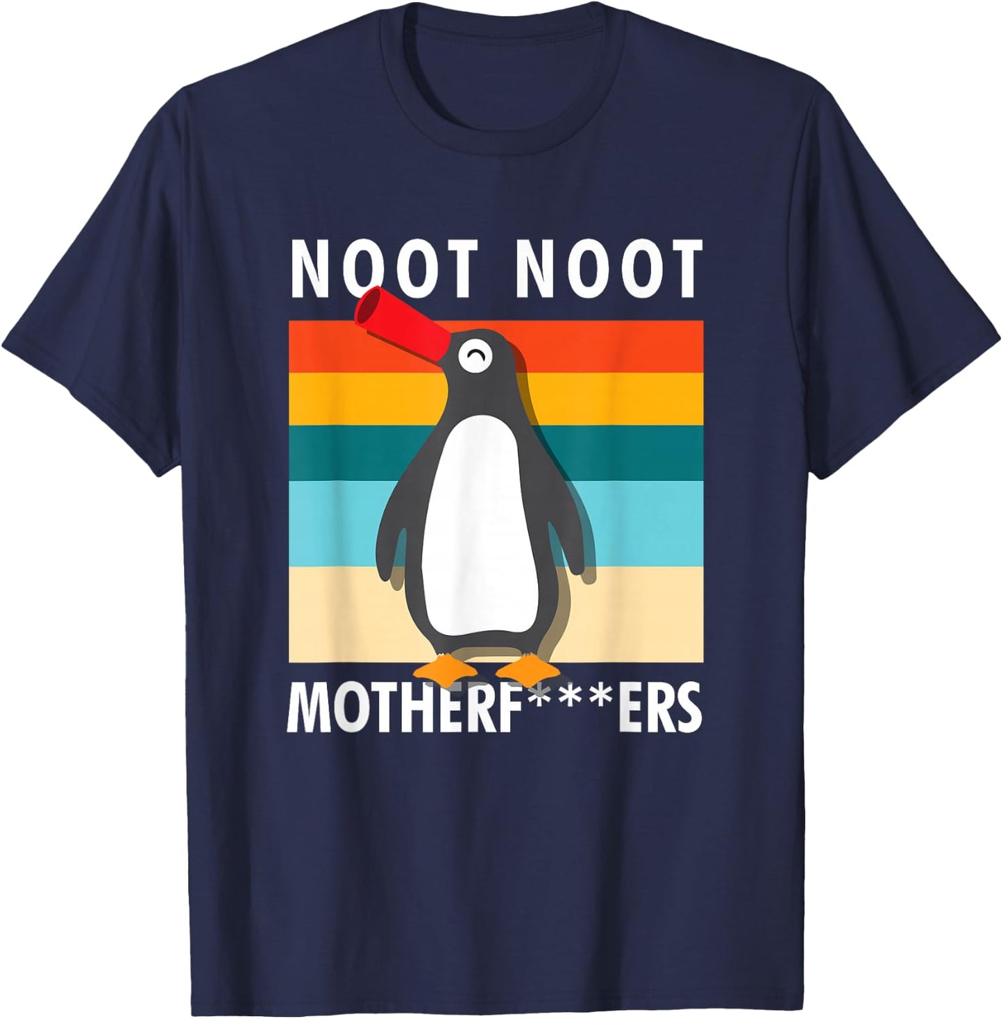 Rude Noot Noot Motherf-ers Sarcastic Graphic Penguin , black T-Shirt - T-Shirt | Navy